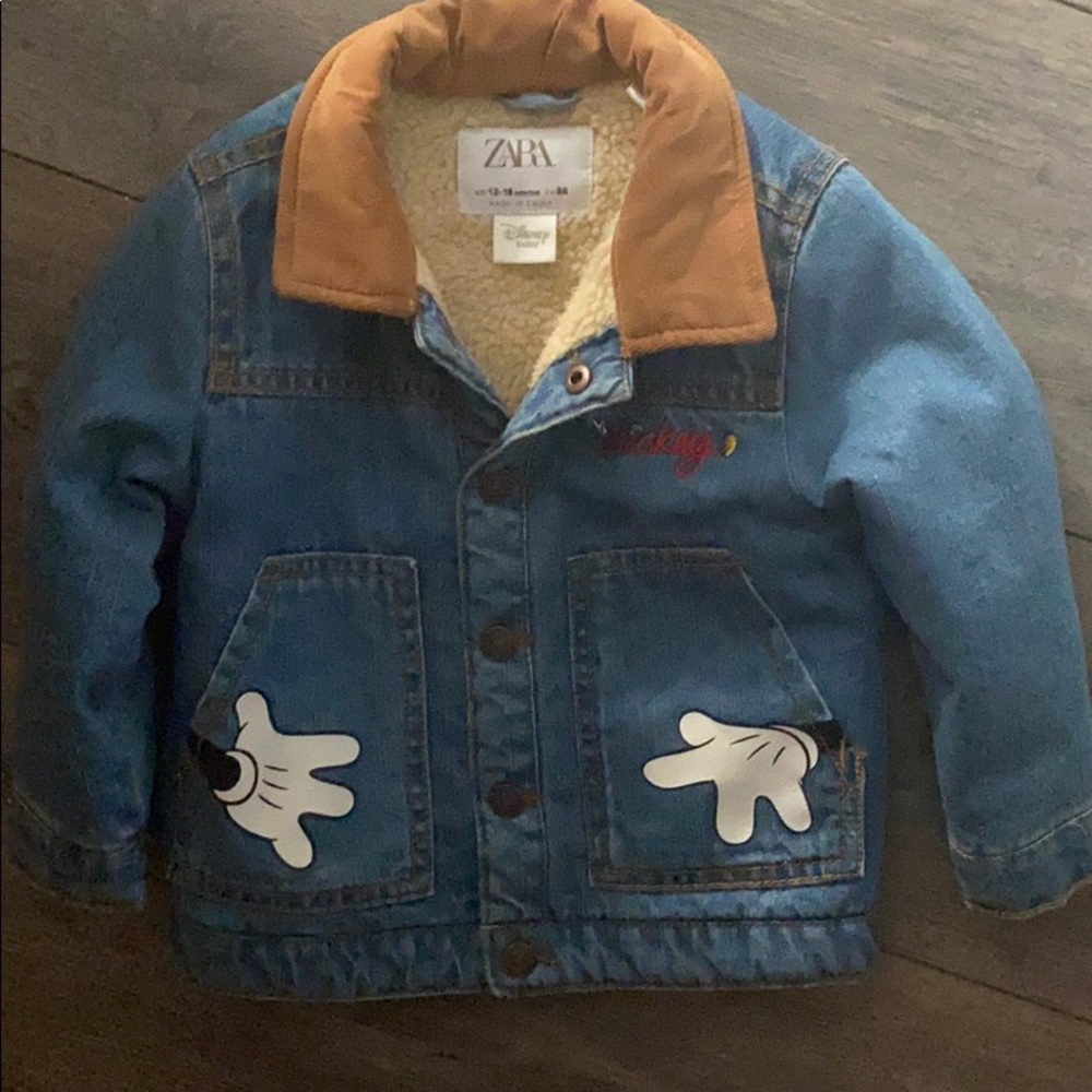 zara baby disney sherpa denim jacket